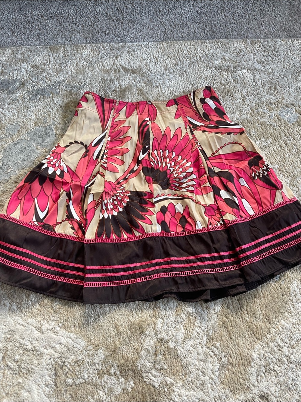 Worthington Pink, Cream & Black Floral Skater Skirt